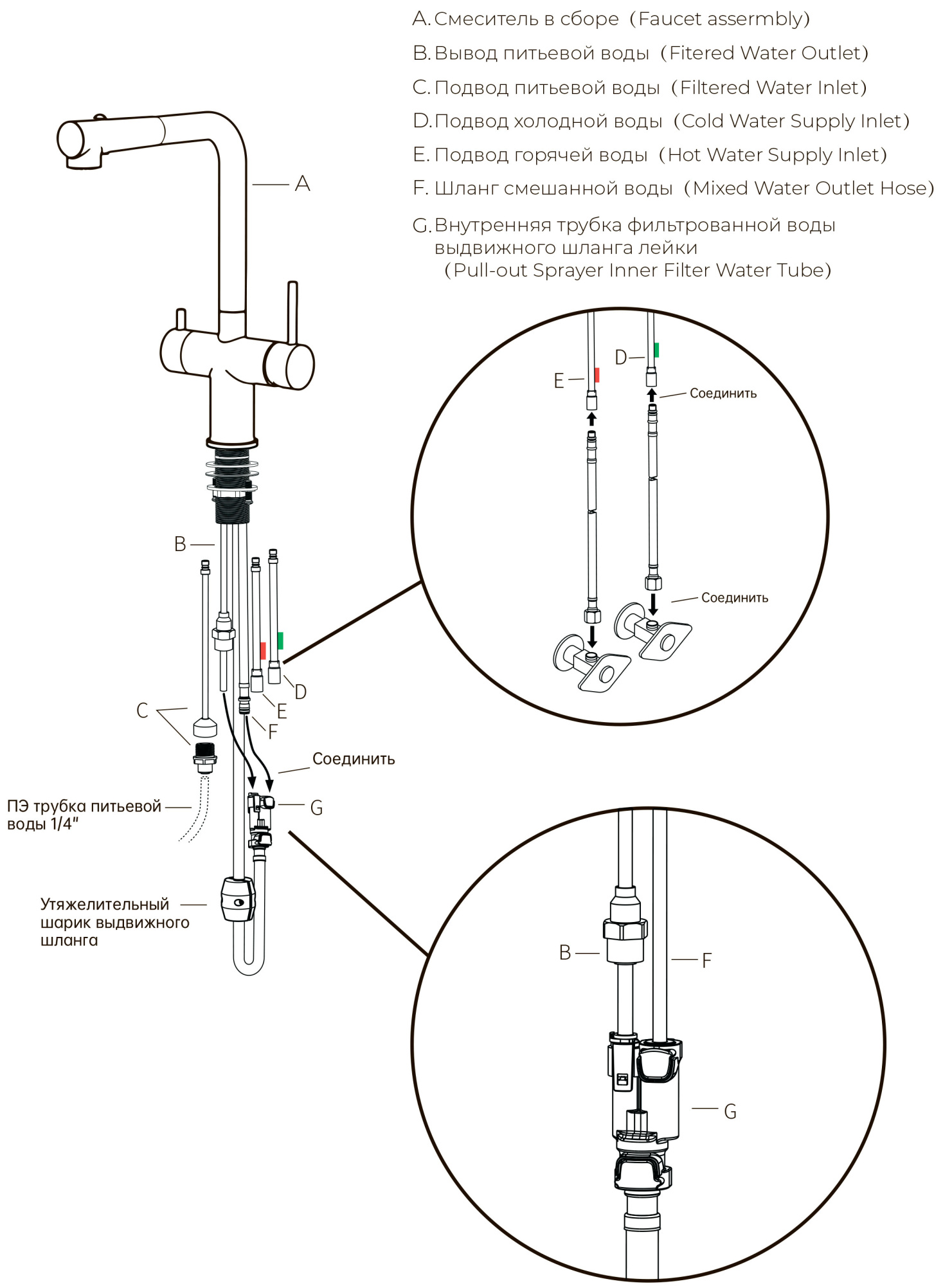 Смеситель кухонный Grandex Aqua Integra-SP ARCTIC (90204911)